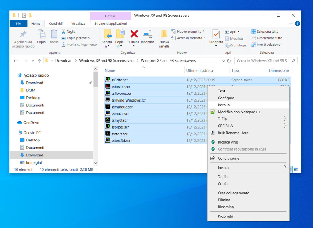 Installare gli screensaver di Windows 95, 98, 2000, ME e XP su Windows 10 e 11 - Schermata 1