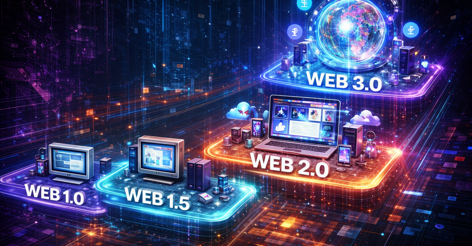 Differenze tra il Web 3.0 e il Web 2.0, Web 1.5 e Web 1.0