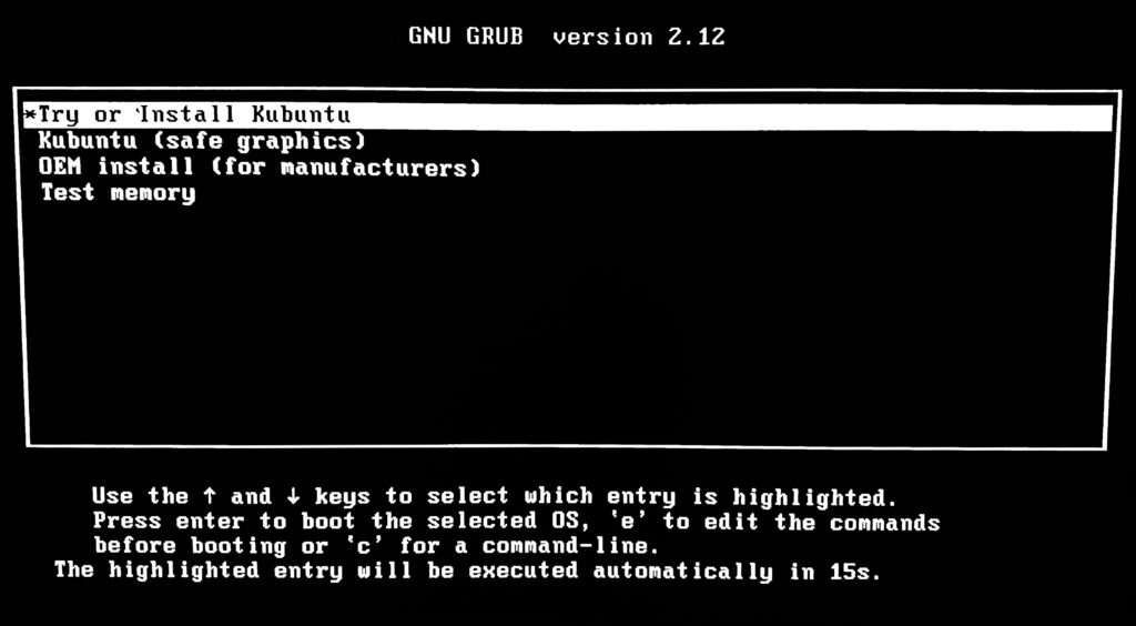 Schermata 1 GRUB Kubuntu