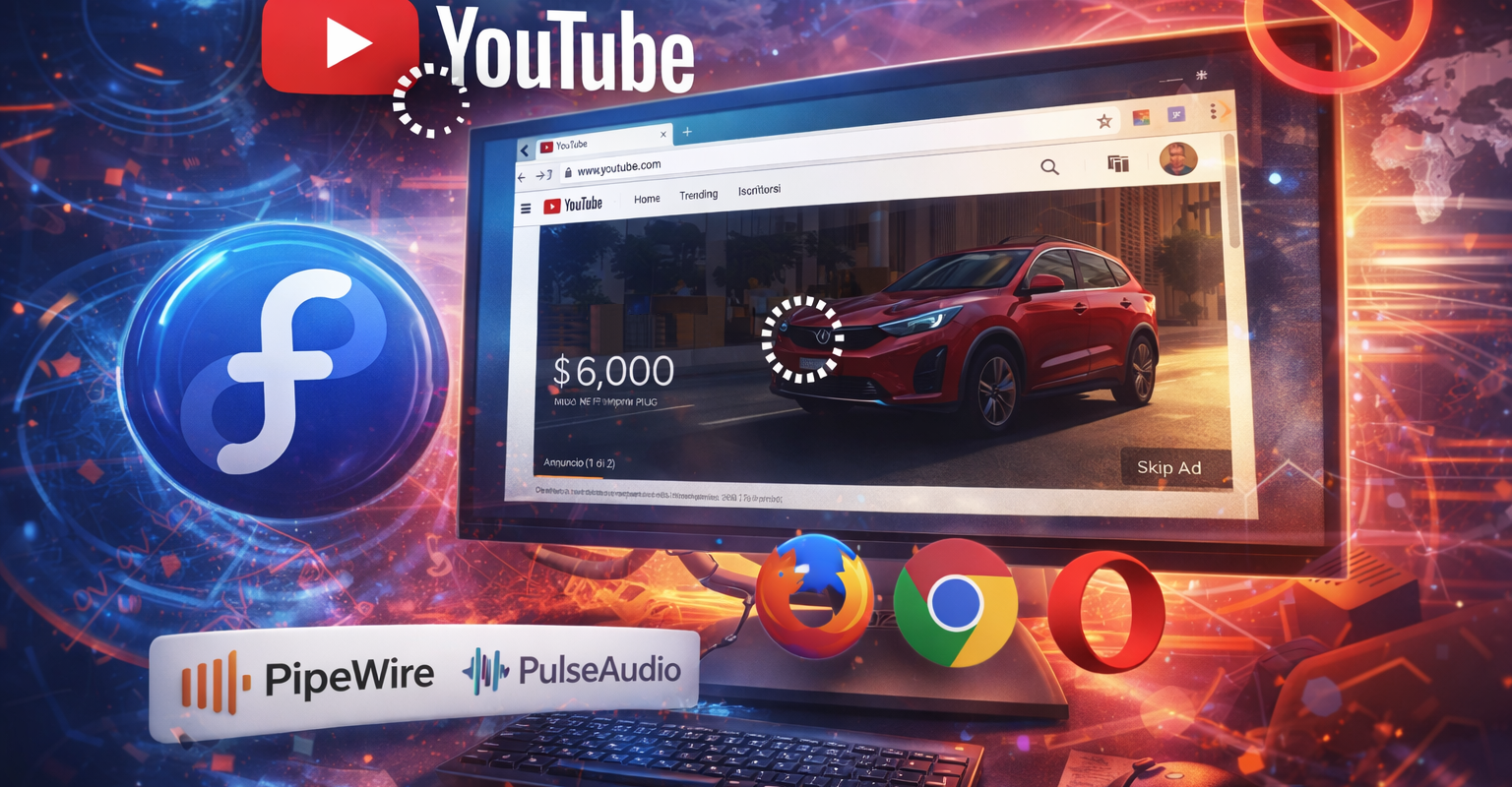 Fedora Linux: YouTube non carica i video su nessun browser (PipeWire / PulseAudio)